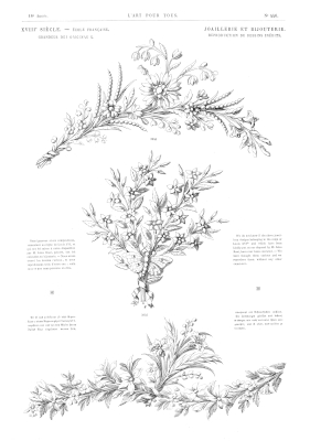 Three delicate floral jewellery designs arranged vertically, with fine gold stems, blossoms and trailing leaves.